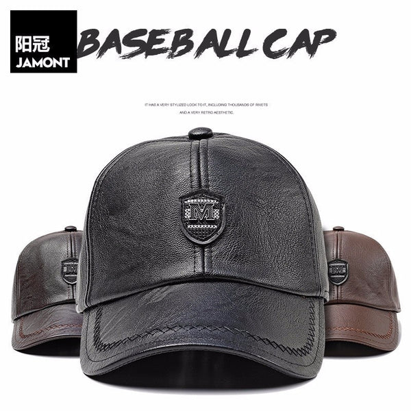 Adjustable PU Leather Baseball Caps for Men Solid Faux Leather Male Cap Snapback Hat Black Brown Hip Hop Boy Spring Street Wear