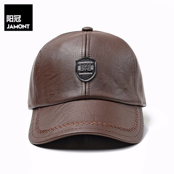 Adjustable PU Leather Baseball Caps for Men Solid Faux Leather Male Cap Snapback Hat Black Brown Hip Hop Boy Spring Street Wear