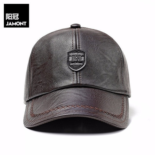 Adjustable PU Leather Baseball Caps for Men Solid Faux Leather Male Cap Snapback Hat Black Brown Hip Hop Boy Spring Street Wear