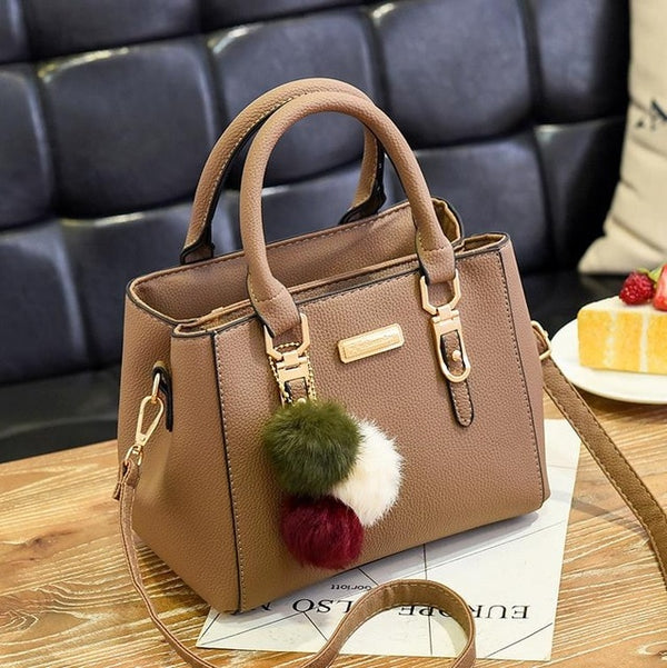 Yogodlns women beading pendant handbag ladies embossed shoulder bag ladies Messenger bag hairball bags high quality bag